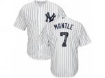 New York Yankees #7 Mickey Mantle Authentic White Team Logo Fashion MLB Jersey