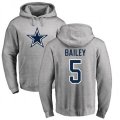 Dallas Cowboys #5 Dan Bailey Ash Name & Number Logo Pullover Hoodie