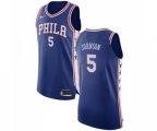Philadelphia 76ers #5 Amir Johnson Authentic Blue Road NBA Jersey - Icon Edition