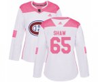 Women Montreal Canadiens #65 Andrew Shaw Authentic White Pink Fashion NHL Jersey