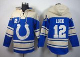 Indianapolis Colts #12 Andrew luck blue-cream[pullover hooded sweatshirt]