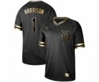 Detroit Tigers #1 Josh Harrison Authentic Black Gold Fashion Baseball Jersey