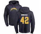 Los Angeles Chargers #42 Uchenna Nwosu Navy Blue Name & Number Logo Pullover Hoodie