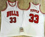 Chicago Bulls #33 Scottie Pippen 1997-98 White Hardwood Classics Soul AU Throwback Jersey