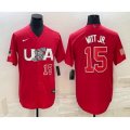 USA Baseball #15 Bobby Witt Jr Number 2023 Red World Baseball Classic Stitched Jersey1