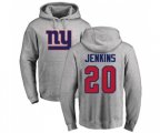 New York Giants #20 Janoris Jenkins Ash Name & Number Logo Pullover Hoodie