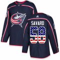 Columbus Blue Jackets #58 David Savard Authentic Navy Blue USA Flag Fashion NHL Jersey