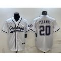 Dallas Cowboys #20 Tony Pollard White With Patch Cool Base Stitched Baseball Jersey
