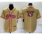 San Francisco 49ers Gold Team Big Logo With Patch Cool Base Stitched Baseball Jersey