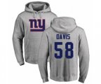 New York Giants #58 Tae Davis Ash Name & Number Logo Pullover Hoodie