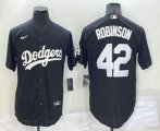 Los Angeles Dodgers #42 Jackie Robinson Black Turn Back The Clock Stitched Cool Base Jersey
