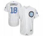 Chicago Cubs #18 Ben Zobrist Authentic White 2016 Father's Day Fashion Flex Base Baseball Jersey