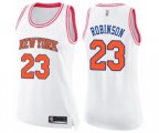 Women's New York Knicks #23 Mitchell Robinson Swingman White Pink Fashion Basketball Jersey