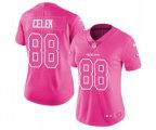 Women San Francisco 49ers #88 Garrett Celek Limited Pink Rush Fashion Football Jersey