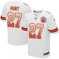 Kansas City Chiefs #27 Kareem Hunt Elite White Road Drift Fashion NFL Jersey