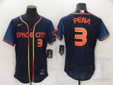 Houston Astros #3 Jeremy Pena Number 2022 Navy Blue City Connect Flex Base Stitched Baseball Jersey