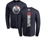 Edmonton Oilers #29 Leon Draisaitl Navy Blue Backer Long Sleeve T-Shirt