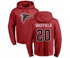 Atlanta Falcons #20 Kendall Sheffield Red Name & Number Logo Pullover Hoodie