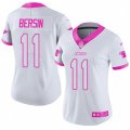 Women Carolina Panthers #11 Brenton Bersin Limited White Pink Rush Fashion NFL Jersey