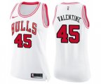 Women's Chicago Bulls #45 Denzel Valentine Swingman White Pink Fashion Basketball Jersey