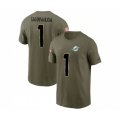 Miami Dolphins #1 Tua Tagovailoa 2022 Olive Salute to Service T-Shirt