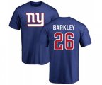New York Giants #26 Saquon Barkley Royal Blue Name & Number Logo T-Shirt