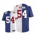 New York Giants #54 Olivier Vernon Elite Blue White Split Fashion NFL Jersey