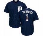 Detroit Tigers #1 Josh Harrison Authentic Navy Blue Team Logo Fashion Cool Base Baseball Jersey