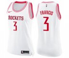 Women's Houston Rockets #3 Steve Francis Swingman White Pink Fashion Basketball Jersey