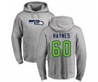 Seattle Seahawks #60 Phil Haynes Ash Name & Number Logo Pullover Hoodie