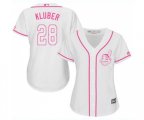 Women's Cleveland Indians #28 Corey Kluber Replica White Fashion Cool Base Baseball Jersey