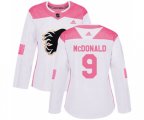 Women Calgary Flames #9 Lanny McDonald Authentic White Pink Fashion Hockey Jersey