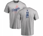 Los Angeles Dodgers #44 Rich Hill Ash Backer T-Shirt