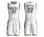 Milwaukee Bucks #22 Khris Middleton Authentic White Basketball Suit Jersey - Association Edition