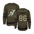 New Jersey Devils #86 Jack Hughes Authentic Green Salute to Service Hockey Jersey