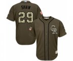 Colorado Rockies #29 Bryan Shaw Authentic Green Salute to Service Baseball Jersey