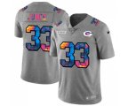 Green Bay Packers #33 Aaron Jones Men's Nike Multi-Color 2020 NFL Crucial Catch NFL Jersey Greyheather