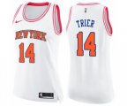 Women's New York Knicks #14 Allonzo Trier Swingman White Pink Fashion Basketball Jersey