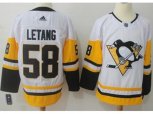 Adidas Pittsburgh Penguins #58 Kris Letang White Road Authentic Stitched NHL Jersey