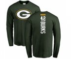 Green Bay Packers #42 Oren Burks Green Backer Long Sleeve T-Shirt