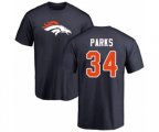 Denver Broncos #34 Will Parks Navy Blue Name & Number Logo T-Shirt