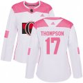Women Ottawa Senators #17 Nate Thompson Authentic White Pink Fashion NHL Jersey