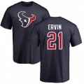 Houston Texans #21 Tyler Ervin Navy Blue Name & Number Logo T-Shirt