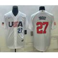 USA Baseball #27 Mike Trout Number 2023 White World Baseball Classic Replica Stitched Jersey