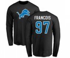 Detroit Lions #97 Ricky Jean Francois Black Name & Number Logo Long Sleeve T-Shirt