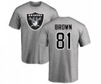 Oakland Raiders #81 Tim Brown Ash Name & Number Logo T-Shirt