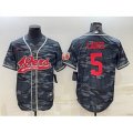 San Francisco 49ers #5 Trey Lance Grey Camo With Patch Cool Base Stitched Baseball Jersey