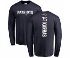 New England Patriots #75 Ted Karras Navy Blue Backer Long Sleeve T-Shirt