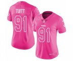 Women Pittsburgh Steelers #91 Stephon Tuitt Limited Pink Rush Fashion Football Jersey