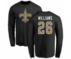 New Orleans Saints #26 P.J. Williams Black Name & Number Logo Long Sleeve T-Shirt